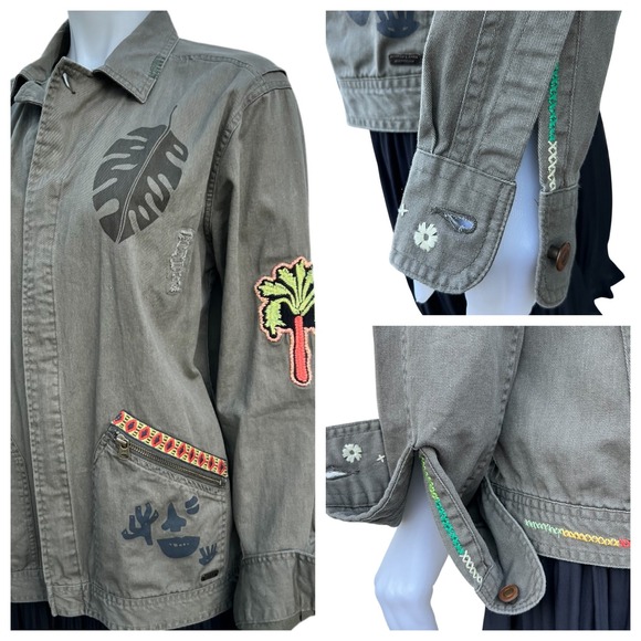 Scotch & Soda Military Jacket Green Patches Japanese Art Grunge Utility Size M - Picture 8 of 17